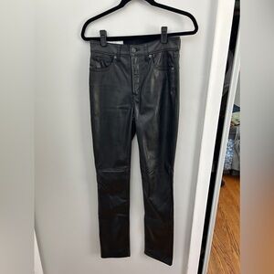 Gap High Rise Vegan Leather Vintage Slim Pants, Black, Size 27/4